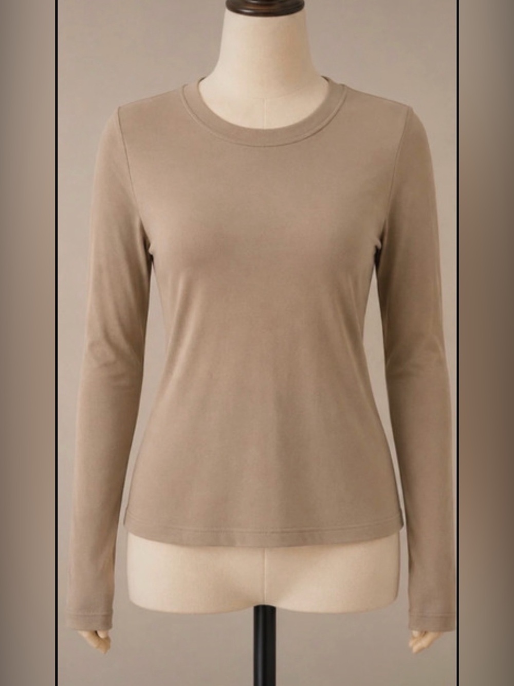 Trendy Queen Tan Oversized Long Sleeve Crewneck Top – Size L